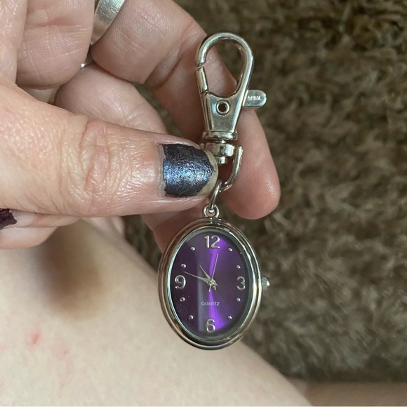 avon amethyst simulated quartz clip on gorgeous silver watch - Picture 3 of 5